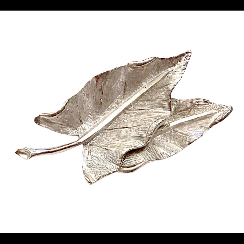 BSK Signed Vintage Silver Leaf Brooch